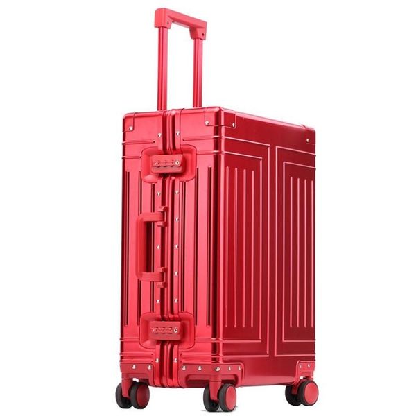 Malas de viagem 100% alumínio mala de viagem metal mala de viagem bavul spinner carry on bagagem valise trolley maleta cabine negócios 2448
