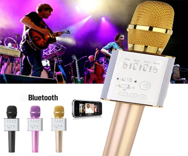 Q9 microfone sem fio bluetooth portátil com alto-falante microfone karaokê cantando record player ktv para iphone 7 plus samsung com packag9568385