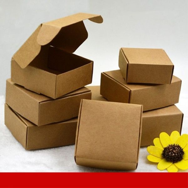 100 pçs caixa de doces de papel kraft pequena caixa de embalagem de papel de papelão presente artesanal caixa de embalagem de sabão artesanal 200n