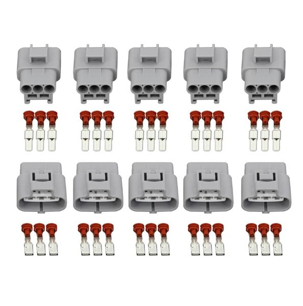 5 Sets 3-poliger Kfz-Elektrik-Lüfterstecker, weiblich und männlich, Kfz-Stecker mit Anschluss, DJ70314811215057857