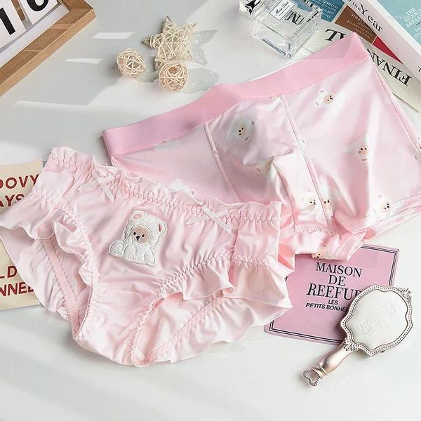 Mutandine da donna Coppie Lingerie sexy per donna Uomo Boxer Pantaloncini Cartoon Bear Lenceria Femenina Giapponese Cute Boy Girls Femme