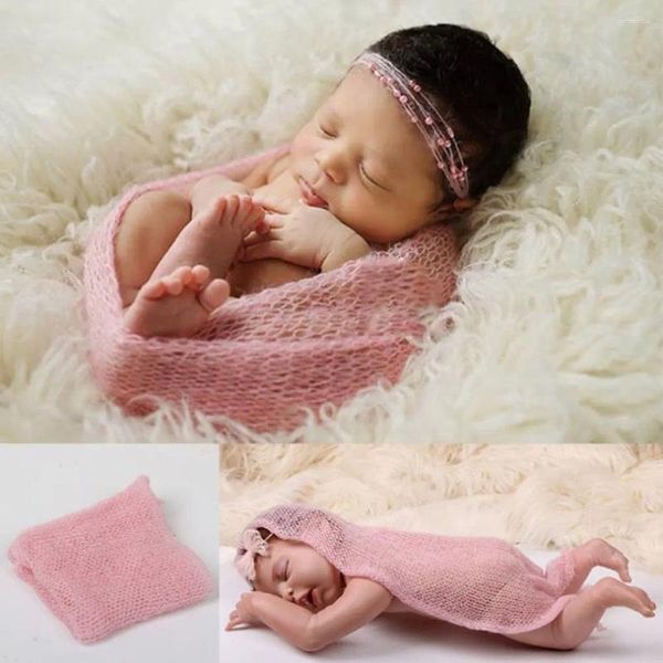 Одеяла Born Stretch Yarn Mohair Wrapper Po Props Мягкая гибкая свободная ткань и резиновая текстура