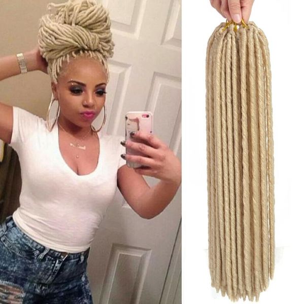 1 Pakes Goddess Locs Blonde Faux Locs Вязание крючком Волосы 18 дюймов Синтетические плетеные волосы 24 корня Наращивание волос крючком Soft Dreadloc2924606