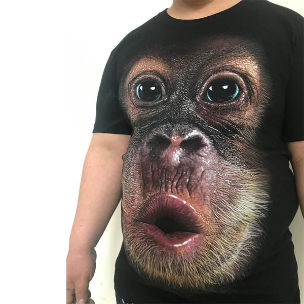 Designer T-shirt dos homens de manga curta de algodão T-shirt dos homens 3D padrão design gorila leão Lobo padrão animal Tiktok Boom mesmo solto T-shirt