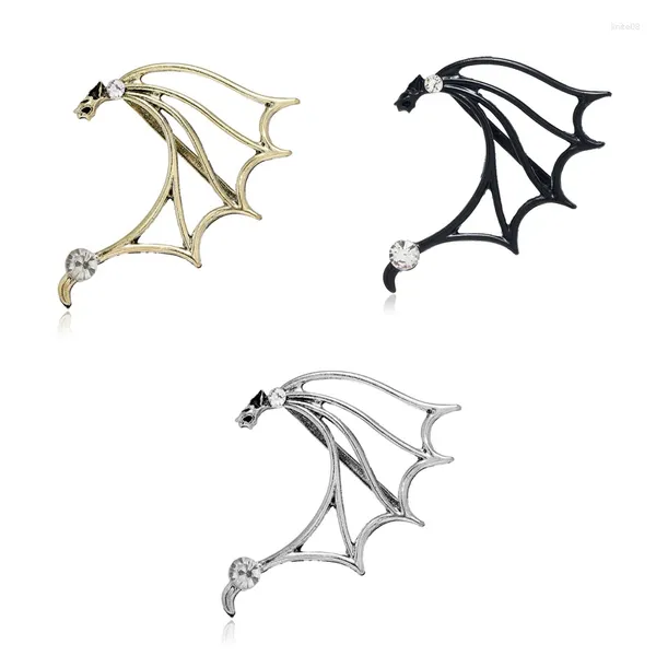 Серьги-гвоздики со стразами и крыльями дракона в стиле панк, винтажные украшения для пирсинга, полые манжеты для ушей для женщин