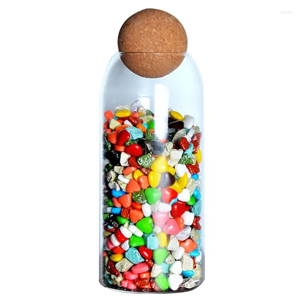 Bottiglie di stoccaggio Barattolo di vetro senza piombo in sughero con sfera con coperchio Serbatoio per bottiglia Sigillato Cereali da tè Barattoli trasparenti Vendita al dettaglio