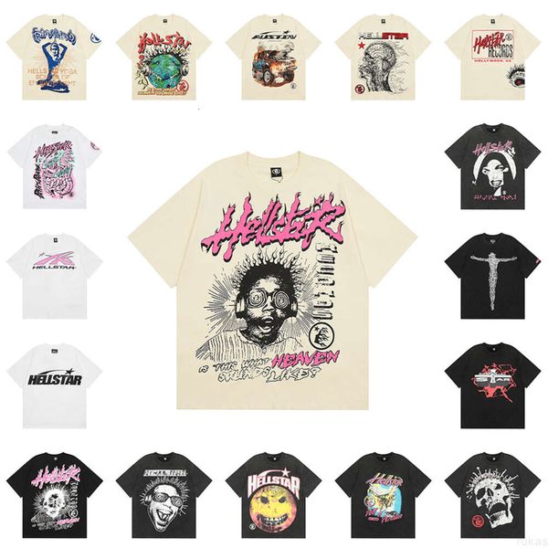 Hellstar Erkek Tişörtler Kollu Tee Erkek Kadın Yüksek Kaliteli Sokak Giyim Hip Hop Moda Tişört Kehretli Yıldız Kısa En İyi