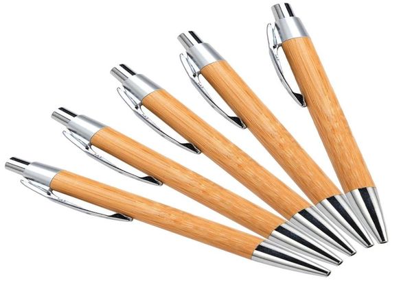 Azienda di prodotti in legno eco promozionale marketing incidere il logo fare clic su penna a sfera in bambù naturale penna a sfera1846299