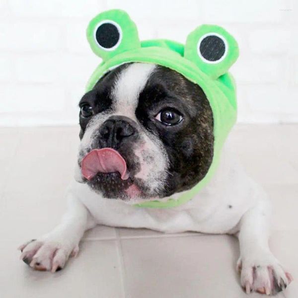 Köpek Giyim Pet Hat Peluş Plush Frog Headgear Harfener Bant Set Cosplay Partileri Yenilik Karikatür Po Pancs Kış Sıcak Tatil