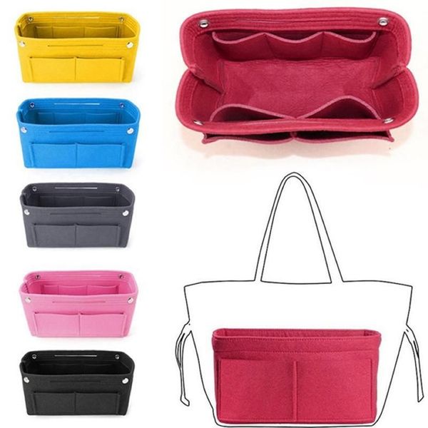 Organizador de maquiagem, bolsa de inserção de feltro para bolsa de viagem, bolsa interna portátil para cosméticos, cabe em várias marcas, grande capacidade, cases226o