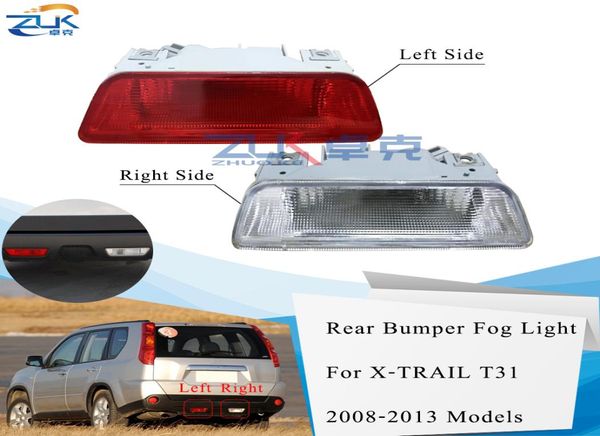 Zuk para nissan para xtrail xtrail t31 2008 2009 2010 2011 2012 2013 lâmpada de nevoeiro traseira luz nevoeiro com lâmpada invertendo lâmpada refletor4595927