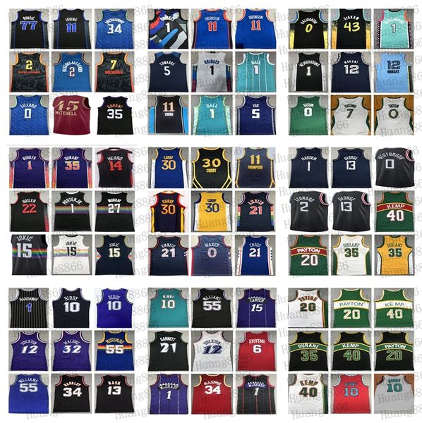 Camisa de basquete Curry Durant Antetokounmpo Wembanyama Haliburton Brunson Holmgren Gilgeous-Alexander Tatum Doncic Embiid Butler Booker Ball Edwards Camisa