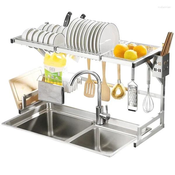 Kitchen Storage Stainless Steel Sink Shelf Countertop Dish Rack Draining Sculle