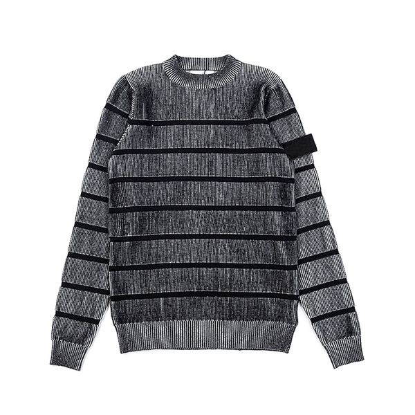 Sweater de pulôver listrado e grossa de inverno, masculino masculino masculino de colar