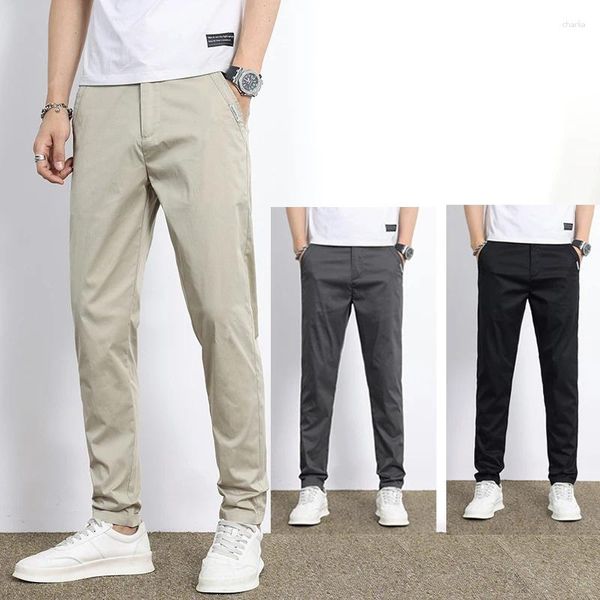 Männer Hosen 2024 Frühling Sommer Business Casual Gerade Hosen Für Männer Mode Baumwolle Dünne Baggy Mann Klassische Schwarz Khaki pantalons