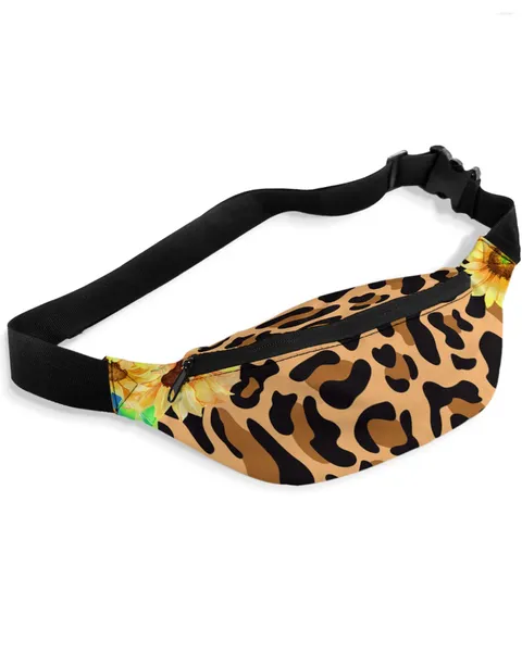 Sacos de cintura girassol leopardo textura packs bolsa de ombro unisex mensageiro casual moda fanny pack para mulheres