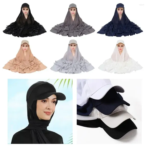 Ball Caps Mode Muslimischen Schal Wrap Baseball Frauen Feste Blase Chiffon Instant Tudung Hut Kopfbedeckung Bandana
