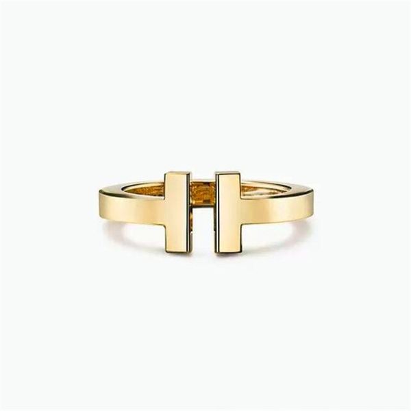 Designer clássico aberto Twone T anel T Anel de casal 925 Sterling Silver Ring de alta qualidade Tendência de moda Casal Anniversary T Ring Ring Anel de natal presente Primeira escolha