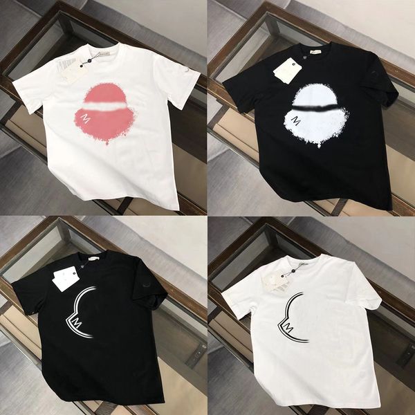 Erkek Tasarımcı Mektup Deseni T-Shirt Moda Mektup Siyah ve Beyaz Baskılı Yuvarlak Boyun T-Shirt Üstü Kadın Modaya Düzenli Spor Tişört