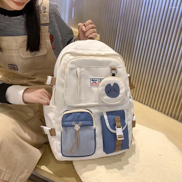 Школьные сумки, корейский повседневный модный рюкзак для девочек, большая вместительная школьная сумка для младших школьников, милые дорожные рюкзаки с несколькими карманами