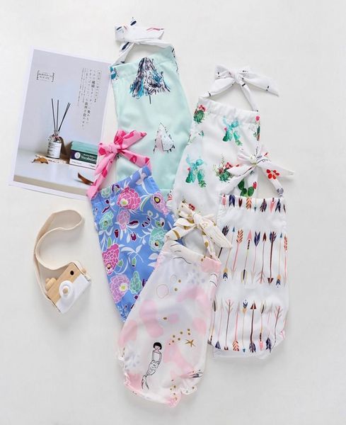 Yaz Baby Ruspers Karikatür Sling 5 Styles Kids Cactus Floral Arrow Baskılı Tulum M34227854751