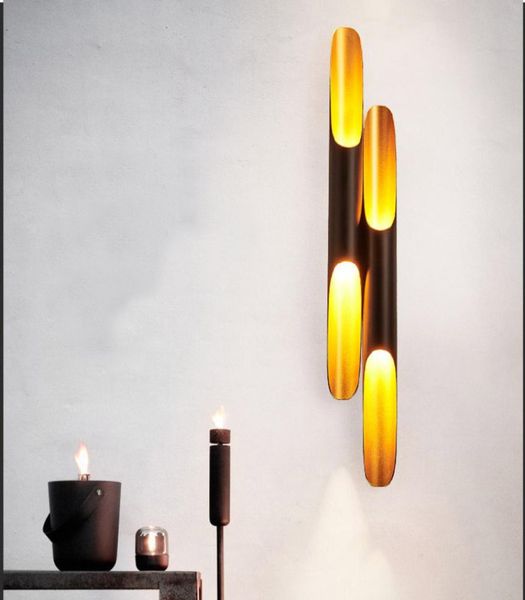 Único tubo duplo conduziu a luz de parede tubular de bambu moderna iluminação interior criativa para café sala jantar restaurante el 5086932