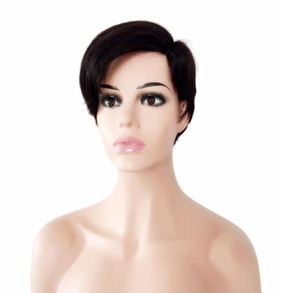 Curto Humano Pixie Cut Side U Parte Pequena Renda Frente Perucas de Cabelo Para Mulheres Negras Sem Cola Curto Bob Capless Wig1361901