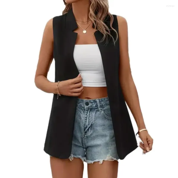 Coletes femininos casual elegante sem mangas colete versátil cor sólida cardigan para senhora macio lavável jaqueta trabalho ou jogar