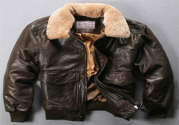 Avirex Fly Air Force Flight Jacket Меховой воротник Куртка из натуральной кожи Мужская черная коричневая дубленка Зимняя куртка-бомбер Мужская 20113570023