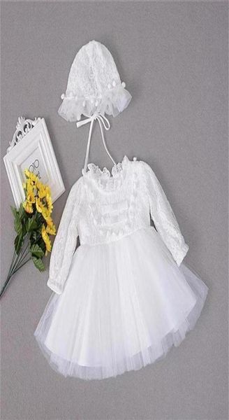 Com chapéu vintage bebê menina vestidos de batismo conjunto para meninas 1 ano vestido de festa de aniversário outono inverno vestido de batismo roupas girl3130950