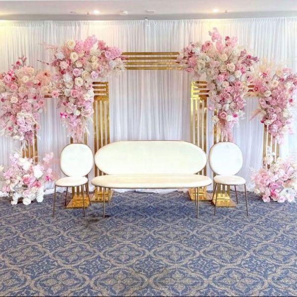 3 pçs decorações de casamento bolo deserto mesa brilhante ouro metal quadro adereços flor suporte festa de casamento shopping janela porta de boas-vindas parede b2592