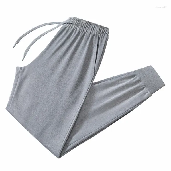 Pantaloni da uomo Primavera Autunno Tasche solide Fasciatura casual Coulisse Vita elastica e cinturino per i piedi Pantaloni sportivi 9/4 Vintage