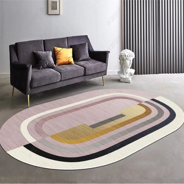 Tappeto moderno e minimalista in velluto di cristallo ovale bagno antiscivolo tappetino soggiorno camera da letto tappetino decorazione casa carpet298G