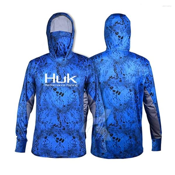 Jagdjacken HUK Angelhemd UPF 50 Kapuzengesichtsbedeckung Kleidung Sonne UV-Schutz Langarm Hoodie Herrenmaske Camisa de Pesca