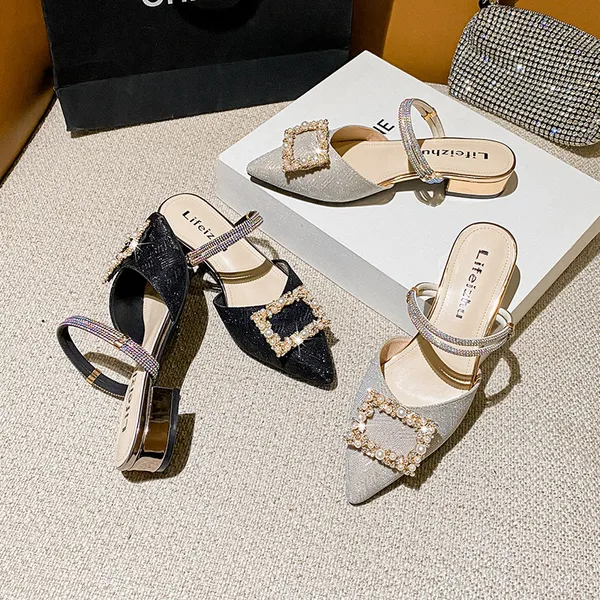 Женская обувь Mingman Сандалии J275-3 тапочки баотоу во французском стиле на толстом каблуке для женской обуви, туфли Мюллера снаружи, сандалии