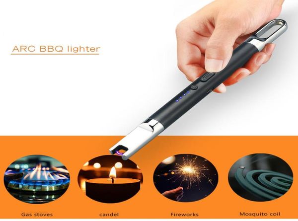 Mini-Kerzenfeuerzeug, über USB wiederaufladbar, elektrisches Lichtbogenfeuerzeug mit LED-Batterieanzeige, Sicherheitsschalter für Zuhause, Küche, Kochen, Camping, 9053265
