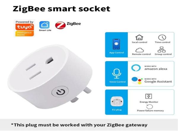 Tuya ZigBee Smart Plug US mit Timer-Steckdose, Mini-Fernbedienung, Sprachsteuerung, kabellose Heimstecker, kompatibel mit Alexa, Google, SmartThings7339998