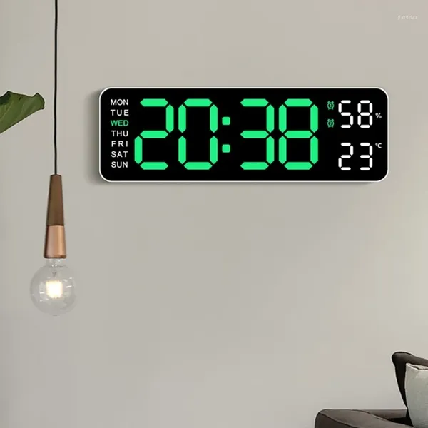 Wanduhren Digitaluhr mit LED-Kalender und Temperaturanzeige für Tisch-/Wandmontage