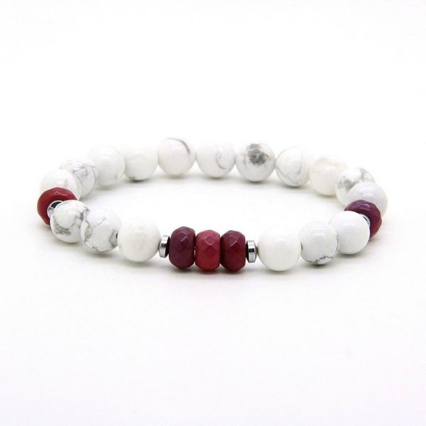 Gioielli per coppie unisex Intero 10 pz / lotto 8 mm Bianco Howlite Marmo Fuoco Agata Pietra Distanza Amanti Braccialetti fortunati348H