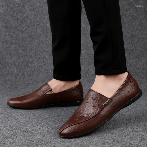 Casual Schuhe Sommer Komfort Business Atmungsaktive Leder Männer Loafer Mokassins Plus Größe 47 Slip On Fahren Formale