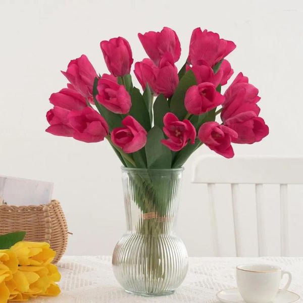 Fiori decorativi Tulipano finto Tulipani simulati realistici Bellissimo bouquet di fiori artificiali per la decorazione domestica della festa nuziale