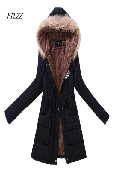 FTLZZ Nuovo Autunno Inverno Giacca da donna in cotone imbottito Casual Cappotto sottile Emboridery Parka con cappuccio Ps Taglia 3xl Cappotto imbottito 2011021068460