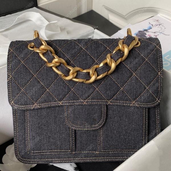 Borsa a tracolla stile vintage borsa stile zaino di alta qualità Borsa con patta 25CM Borsa in denim media Zaini firmati Moda Confezione regalo zaino da scuola borsa da donna di lusso