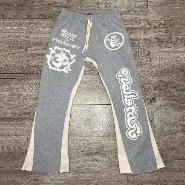 Erkekler pantolon y2k vintage erkekler sokak kıyafeti gri baggy cehennem kargo ter pantolonlar joggers cehennemstar parlama yığılmış eşofman kıyafetleri 783