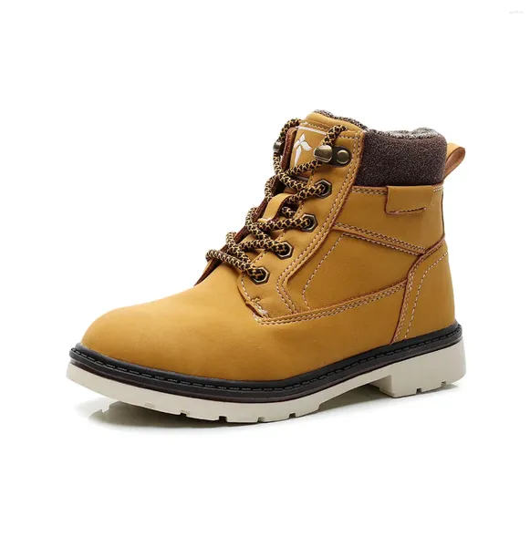 Botas impermeáveis ​​chirldren neve inverno meninas meninos sapatos quentes com lã moda couro para crianças eur tamanho 30-35