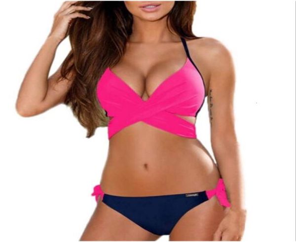 Costume da bagno donna sexy bikini costume da bagno push up Criss Cross fasciatura bikini halter set costume da bagno da spiaggia costumi da bagno3102532