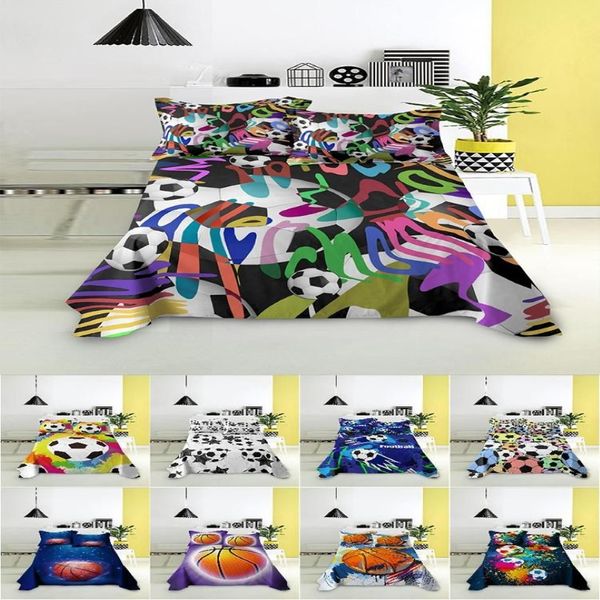 Conjuntos de lençóis colorido padrão de futebol único rei rainha tamanho basquete folha cama casa têxtil colchão plana sabanas241k
