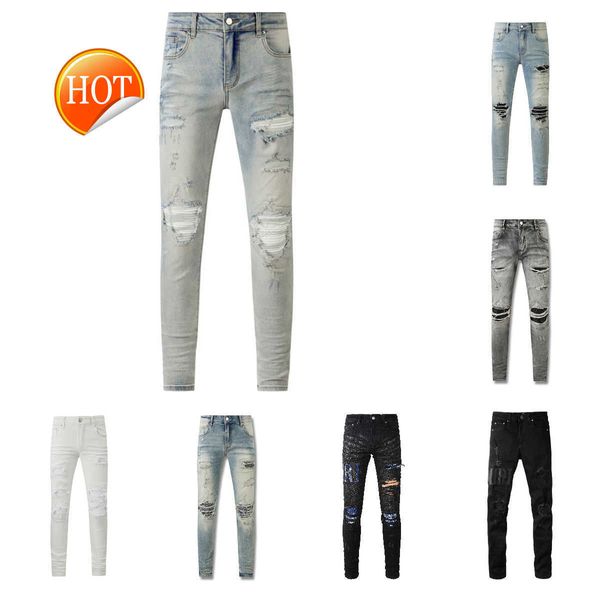 Desginer Lila Jeanshose Jeans Herrenjeans Designer Herren Lila Jeans Straihnt Skiny Reißverschluss Hosenschlitz Weißer Buchstabe Lässiger Weichspüler Mittelschweres Tagesoutfit Hohe Qualität KK