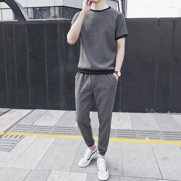 Tute da uomo Pantaloni Completi No Logo Top Tuta da palestra Jogger T-shirt maschile Abbigliamento semplice per uomo Tute sportive lisce Casual Estate Slim Fit