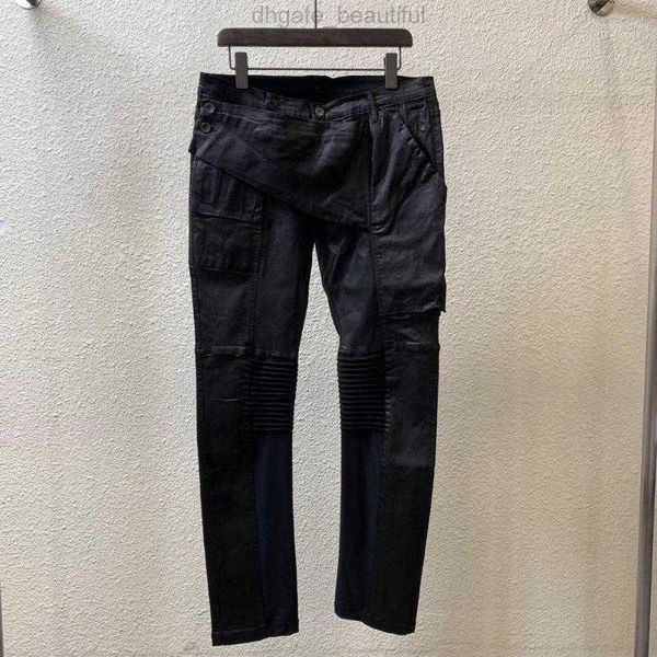 Jeans da uomo Owen Seak Uomo Cera d'olio Denim Classico Abbigliamento gotico Rivestito Estate Dritto Hip Hop Donna Pantaloni solidi Taglia XLMens Heat22